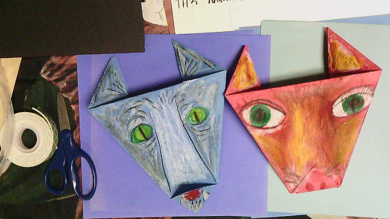 Fox and Wolf Origamy Beginner Easy Folding Kids Can Draw Art Lesson