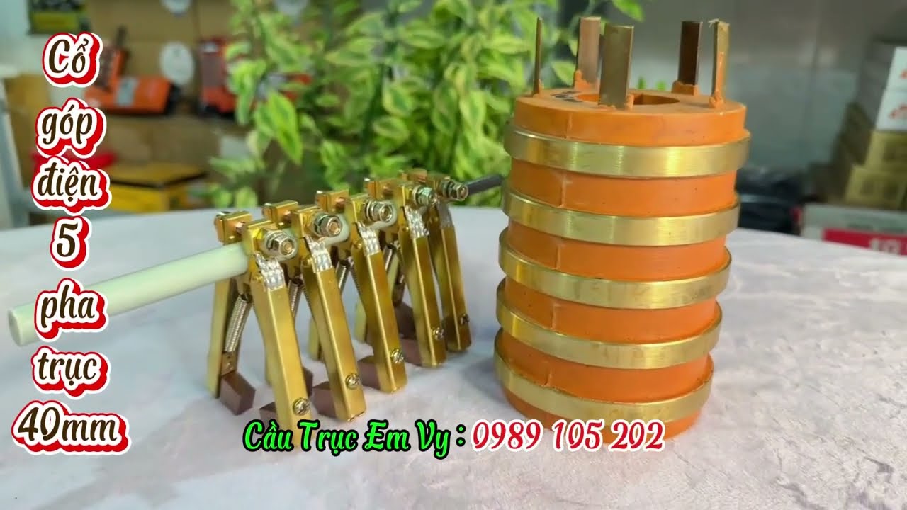 💥Cổ góp điện dạng hở 5 pha trục 40mm💥cổ góp điện 5 cực cốt 40mm💥cổ góp điện 5 vành đồng trục 40mm