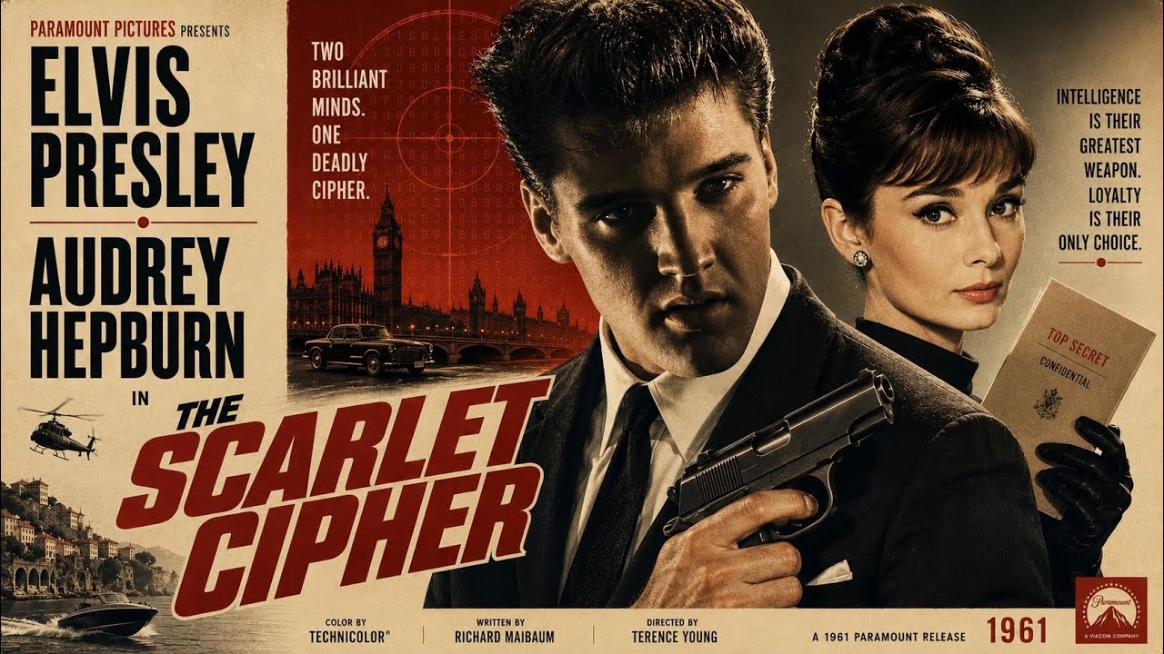 Elvis Presley & Audrey Hepburn in THE SCARLET CIPHER (1961) Sora ai espionage film