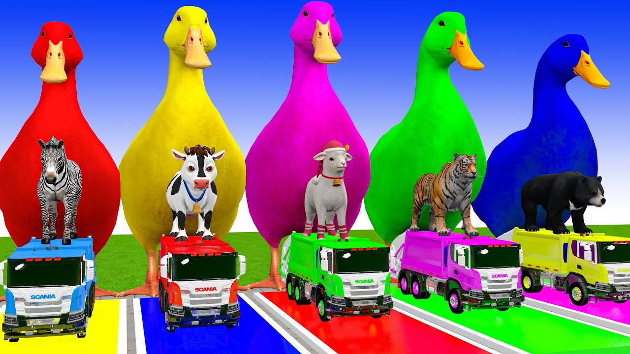 Long Slide Game with Cow Elephant Gorilla Hippopotamus Tiger 3d Animal Game Funny 3d Animals