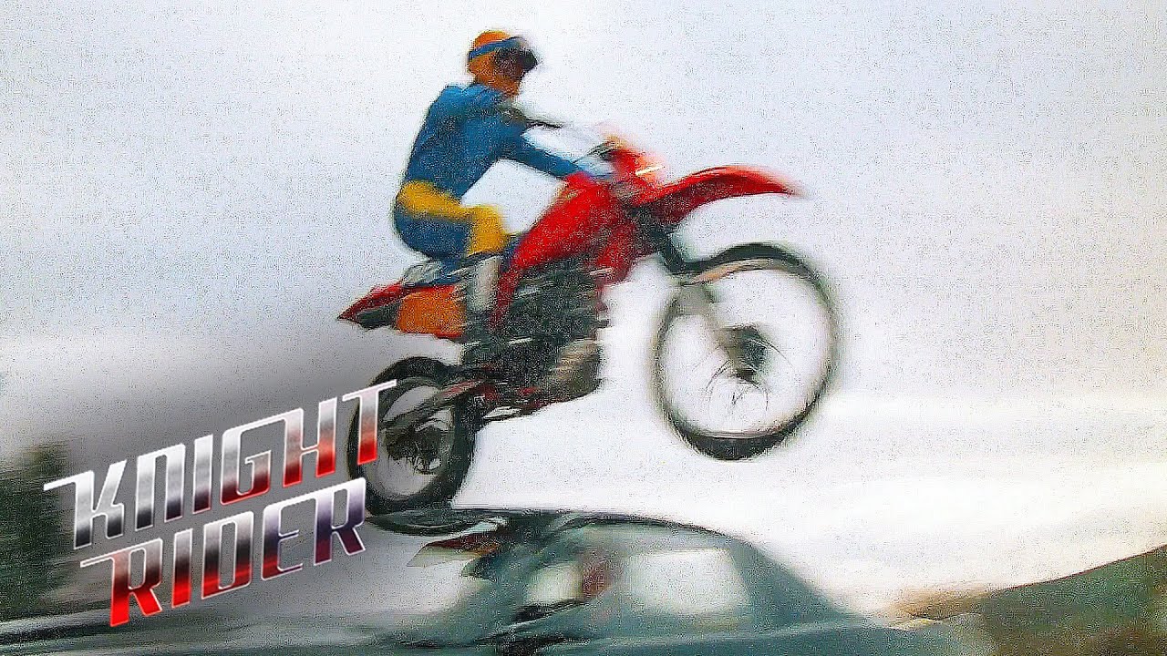 Motorcycle Racer Jumps Over KITT | Knight Rider