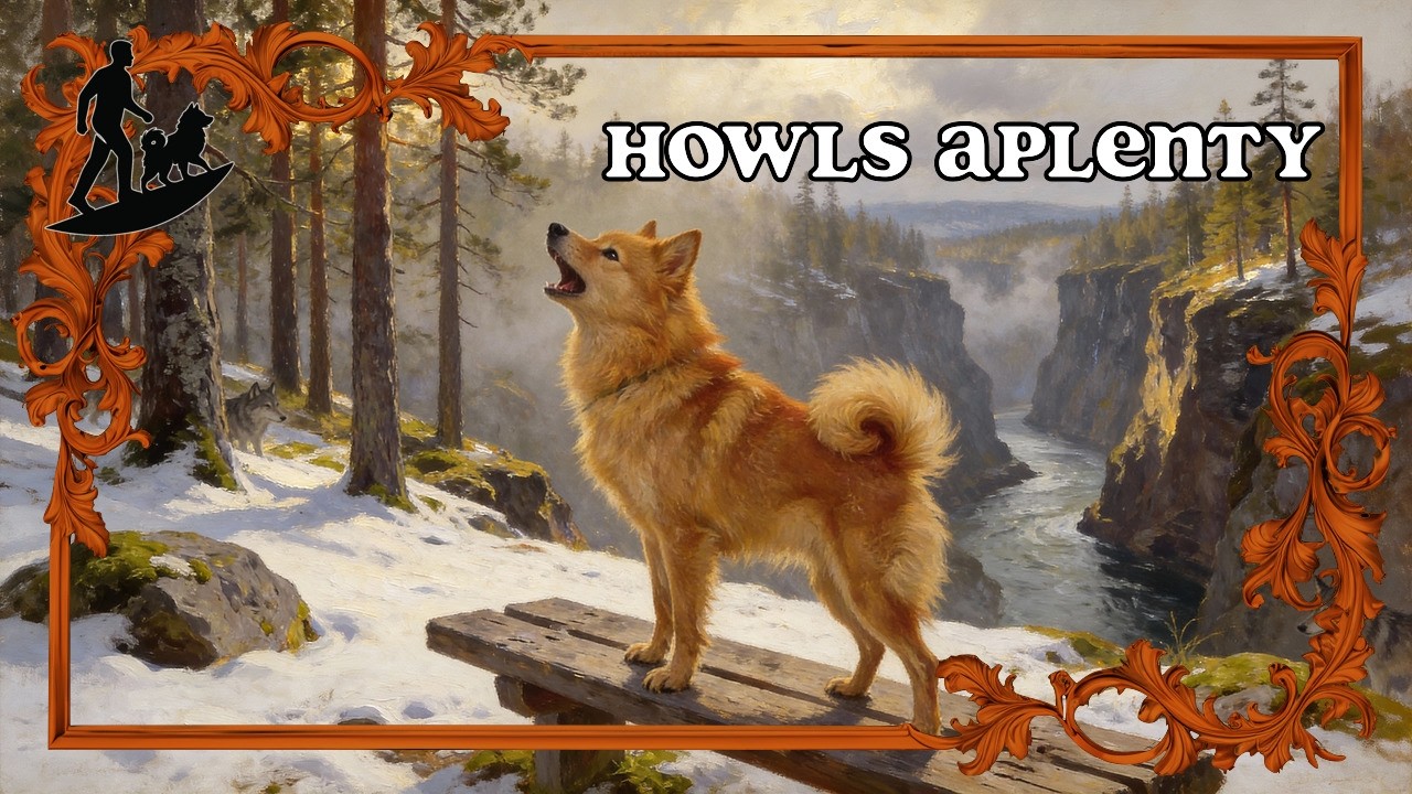 Finnish Spitz Howls With Wolves