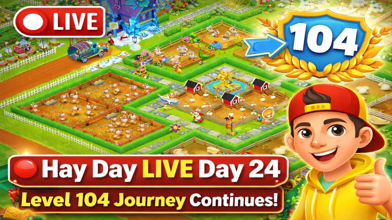 🔴 Hay Day LIVE Day 24 | Level 104 Journey Continues! | #uniquegaminglive #hindi