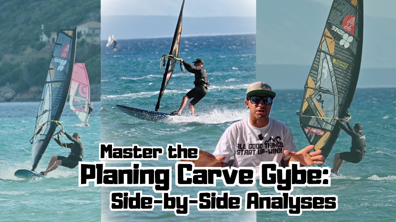 Master the planing carve gybe (power jibe)- side-by-side analysis! #windsurfing