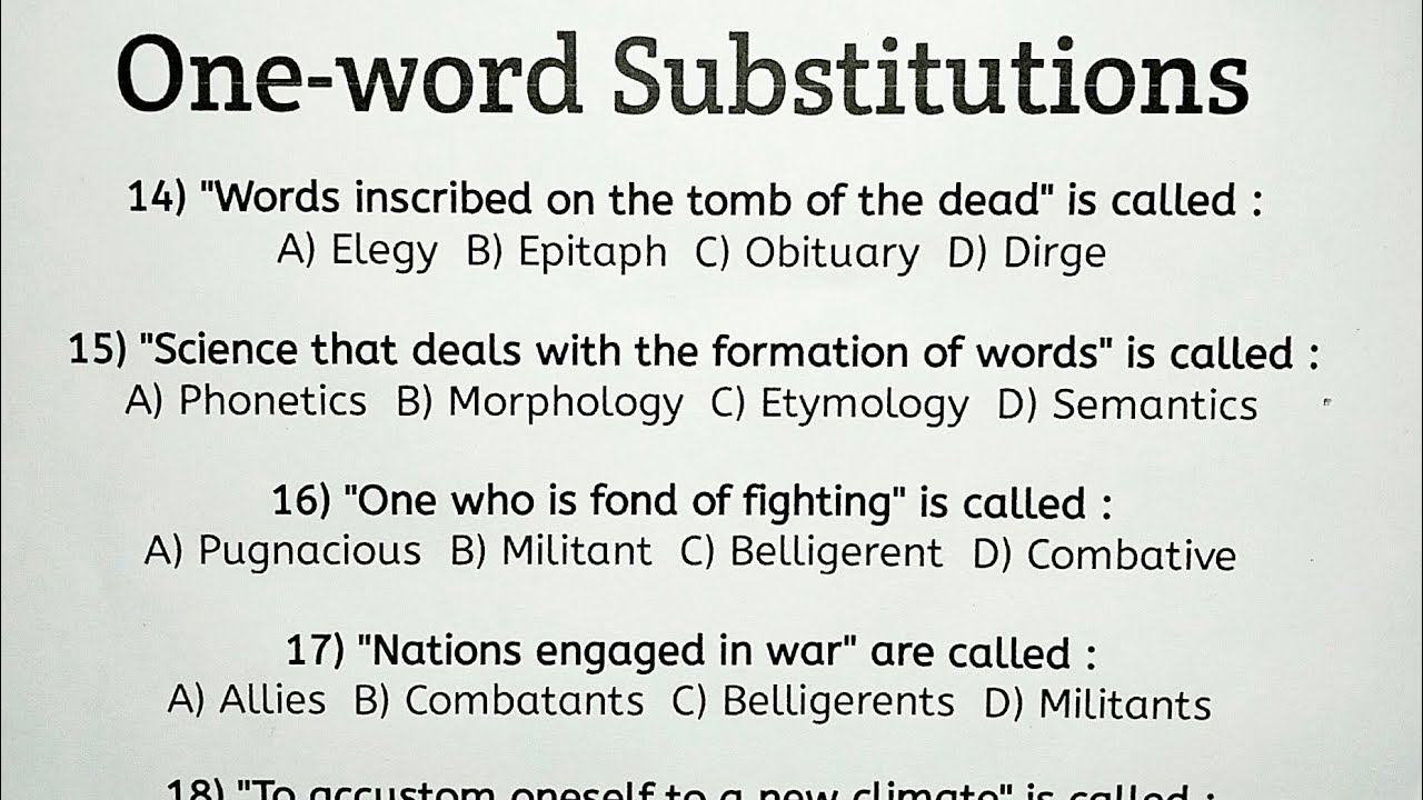 One Word Substitutions | Competitive Exams | With Explanation | SSC-CGL-CHSL | #onewordsubstitution 
