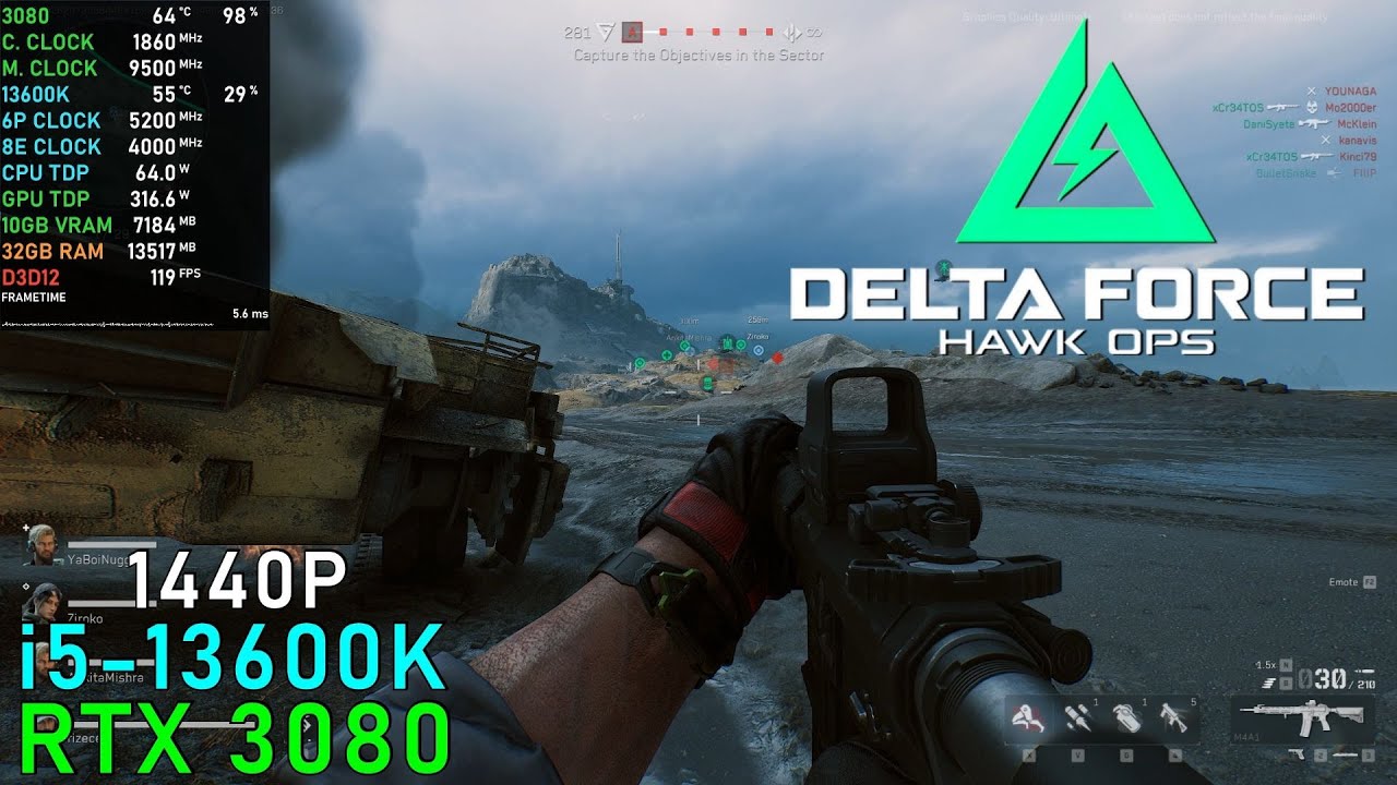 Delta Force Demo: RTX 3080 & 13600K 5.2GHz [Ultra, Native / 1440P]