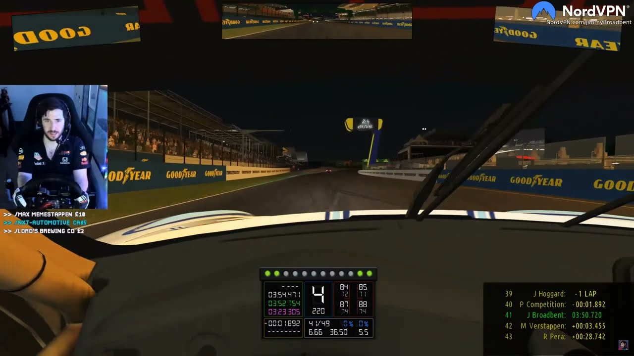 Jimmy Broadbent overtakes Max Verstappen - Le Mans Virtual 24 Hours 2022