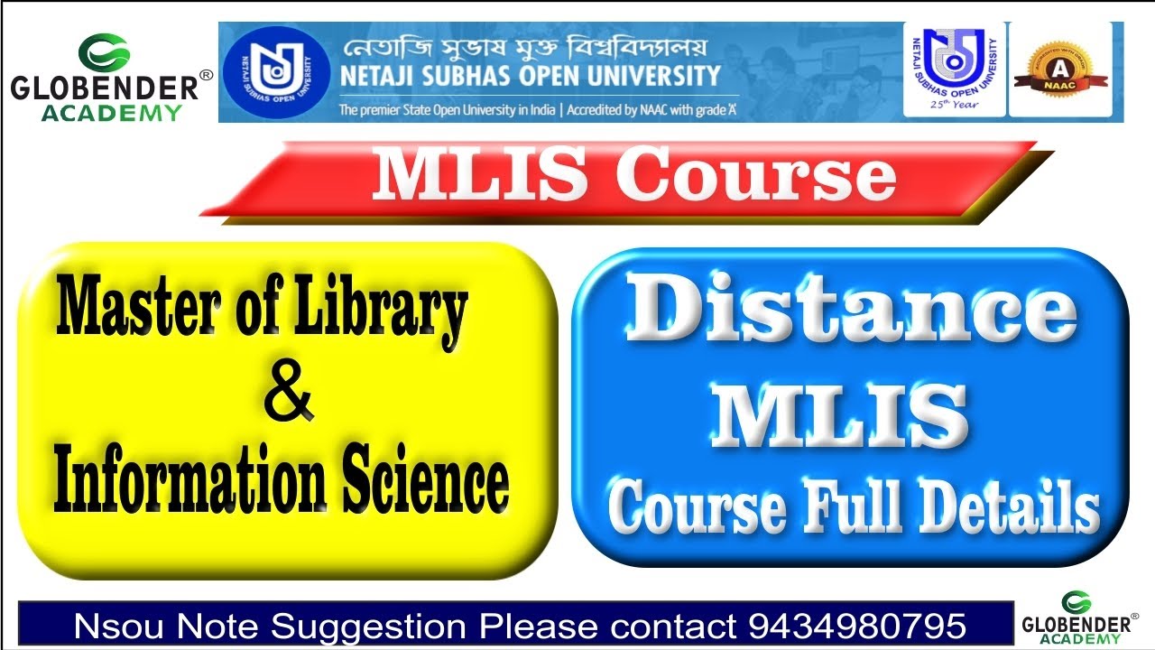 Nsou MLIS Course ||  MLIS Full Details || Master of Library and Information Science||Distance MLIS