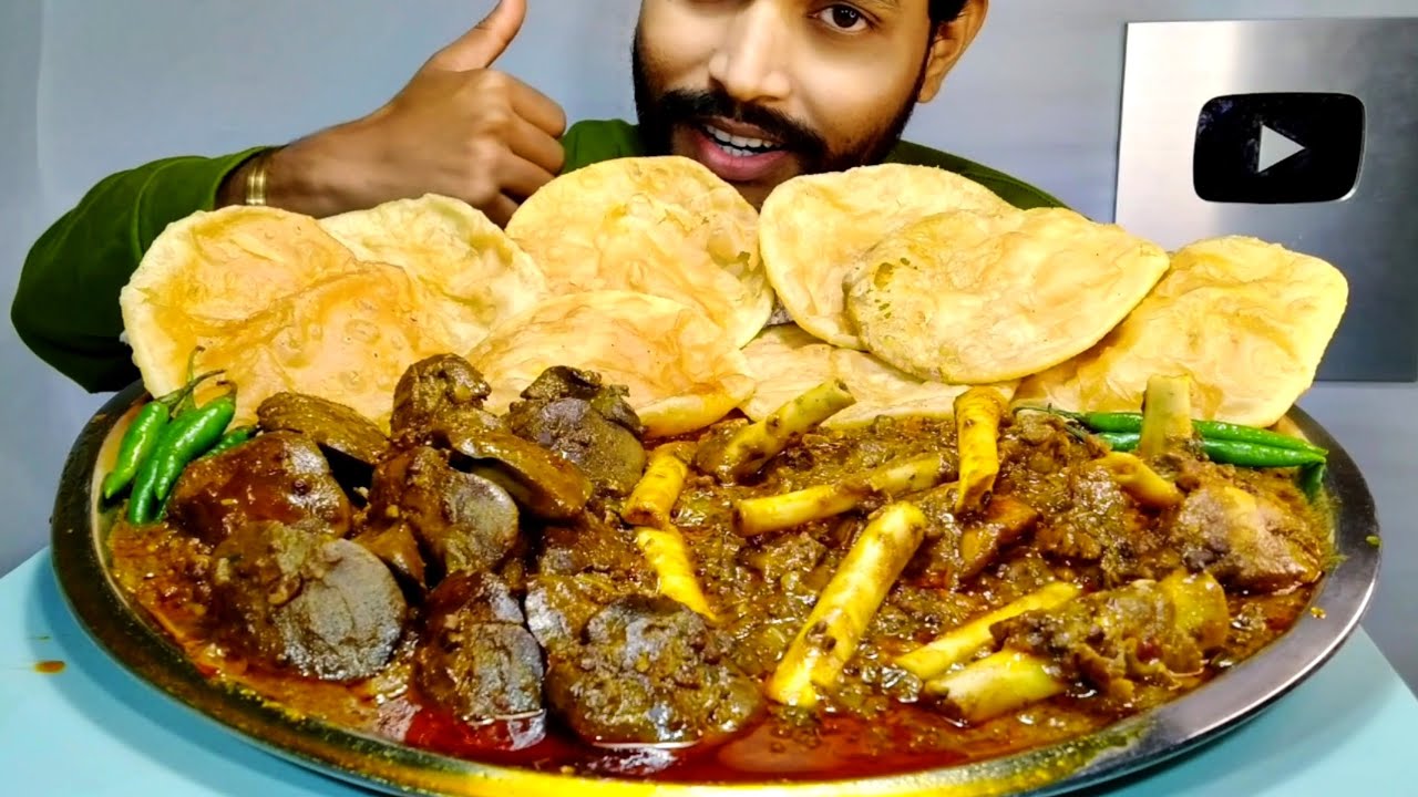 Eating Spicy 🥵 Chicken Liver Dal Curry, Mutton Dal Curry | Unique Food Recipe Mukbang | Pota Kalija 