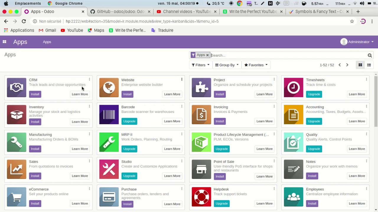Activate Developer mode in odoo 13.0 [French]