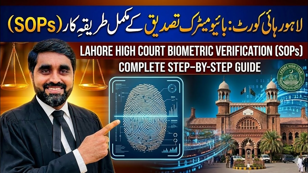 SOPs Biometric Verification Lahore High Court 2026, Biometric For Court Cases, Biometric NADRA 