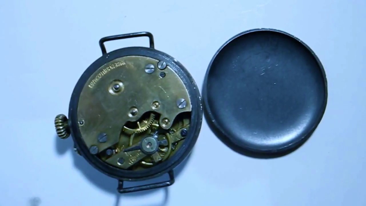 trench watch 1914 to 1915 gun metal case cylinder escapement