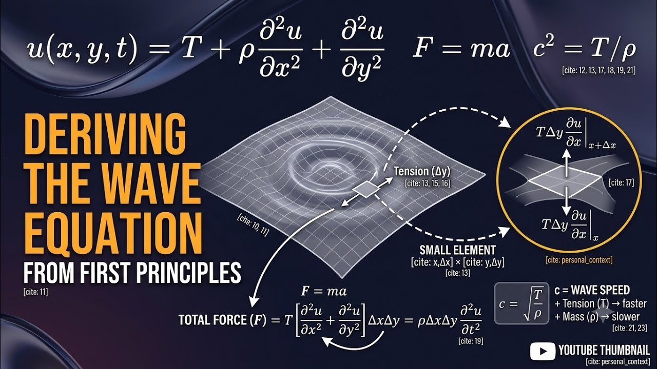 The Calculus of the Drumhead: Deriving the 2D Wave Equation. #Naks #Math 