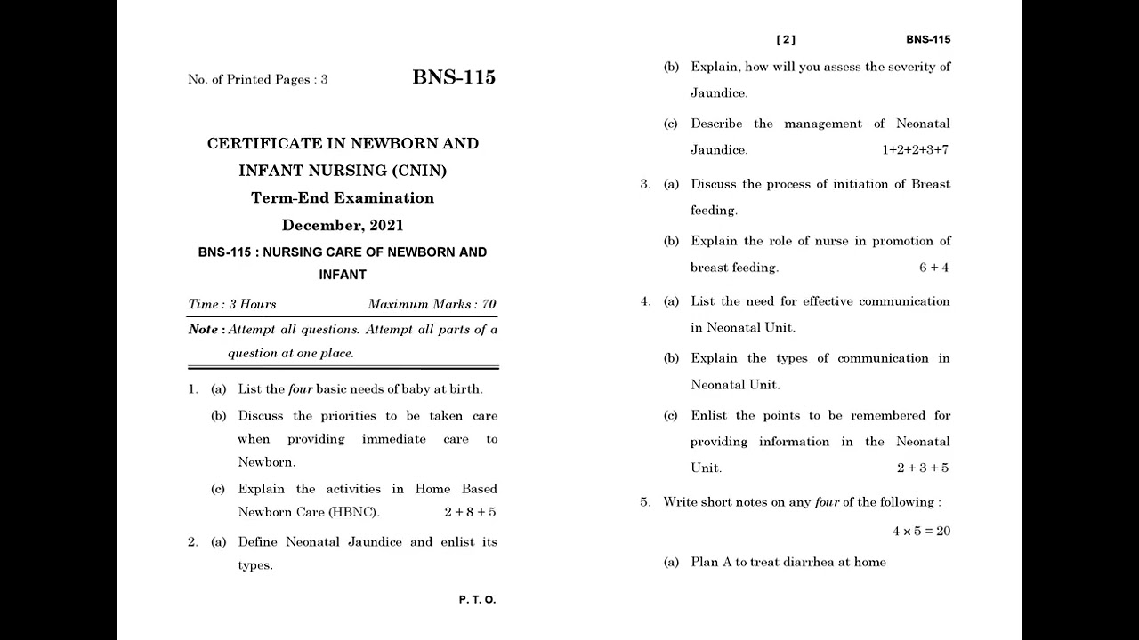 BNS - 115  December 2021 Question Paper