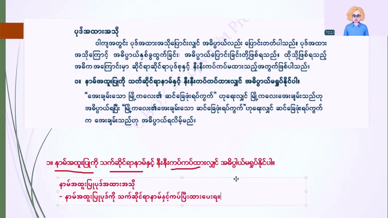 ပုဒ်အထားအသို ( နာမ်အထူးပြုပုဒ်အထားအသို)