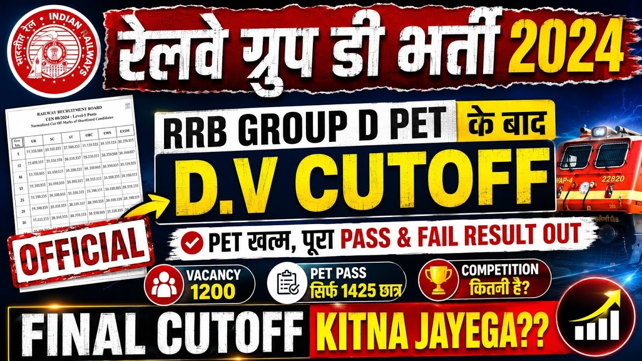 What will the DV Cut Off be after RRB Group D PET? | How high will the Final Cutoff go? | Group D...