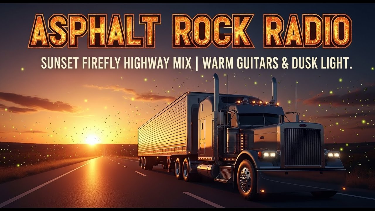 ASPHALT ROCK RADIO – SUNSET FIREFLY HIGHWAY MIX | WARM GUITARS & DUSK LIGHT | #FireflySunset