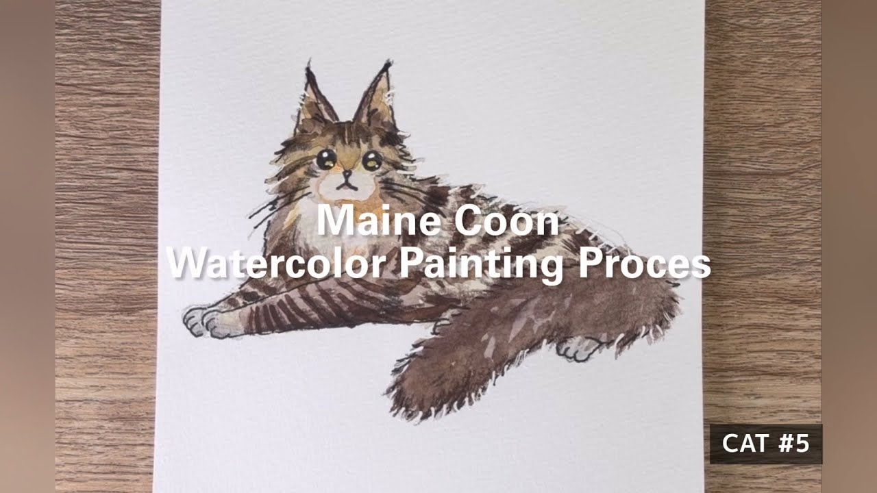 Watercolor Maine Coon | Painting Process 🐱🎨 | CAT #5