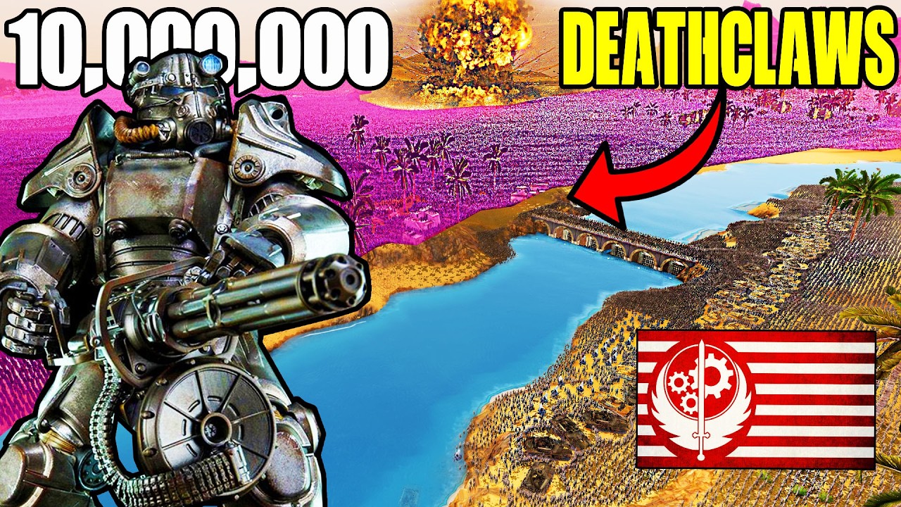 Can 1 T-60 POWER ARMOR Hold BRIDGE vs 10,000,000 DEATHCLAW Fallout Monsters?! - UEBS 2: Best Mods