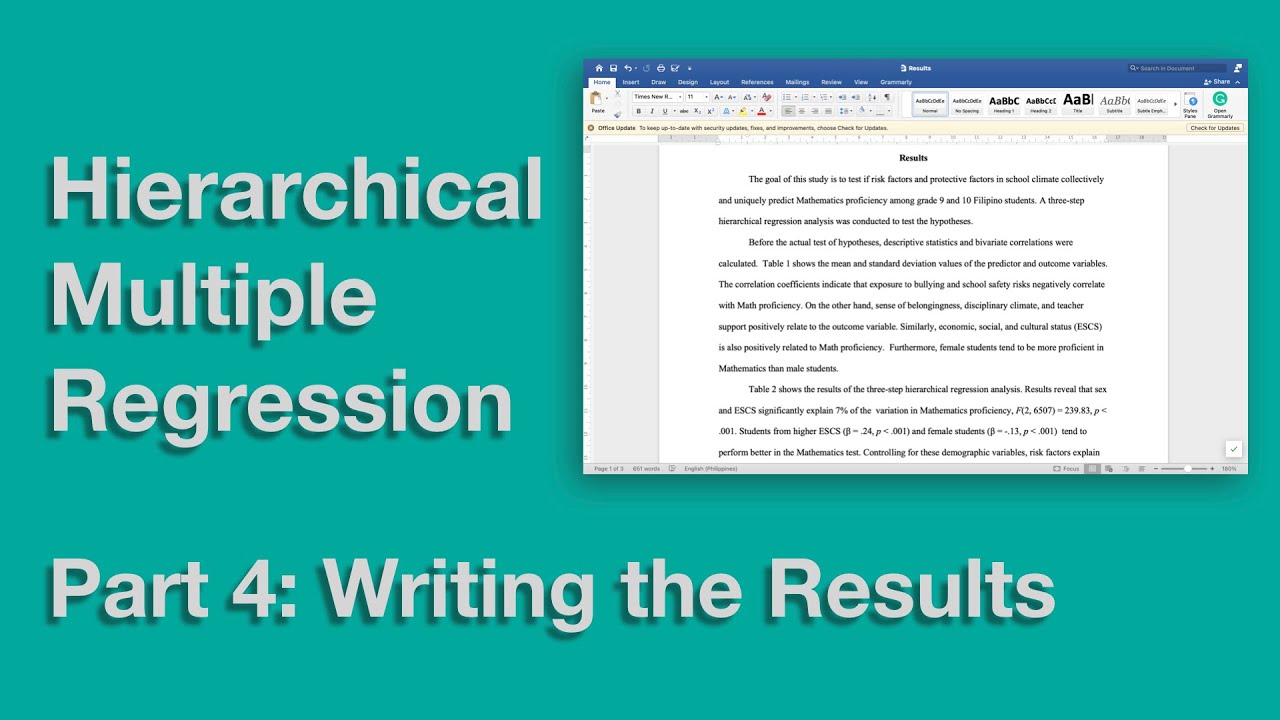 Hierarchical Multiple Regression Part 4 - Write Results That Wow!