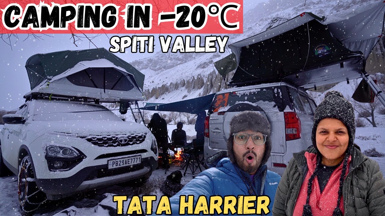 Winter Camping in most coldest place in INDIA⎜Spiti valley⎜snowfall⎜car camping@Himachali Overlander