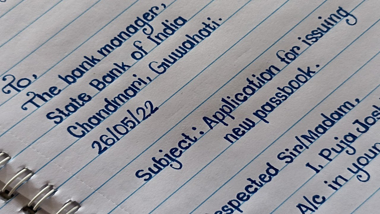 application for new passbook| how to write a letter in english| letter writing| clean handwriting