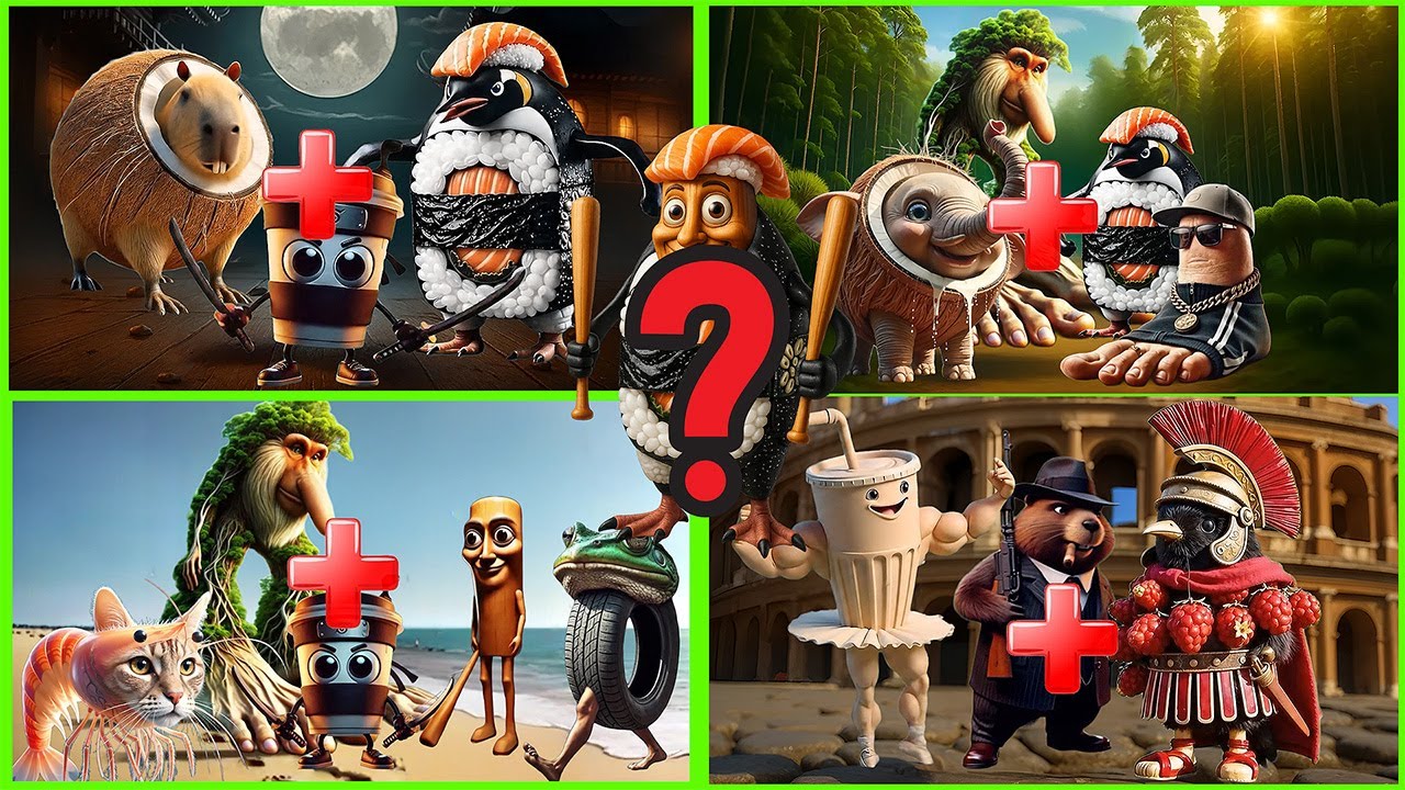 이탈리안 브레인롯 케릭터를 합체하면 어떤 모습일까 1탄부터5탄까지 한번에  몰아보기