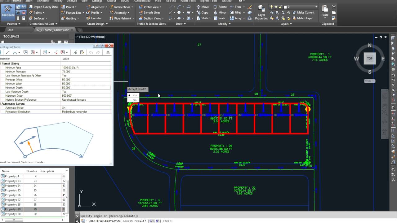 Parcel subdivision