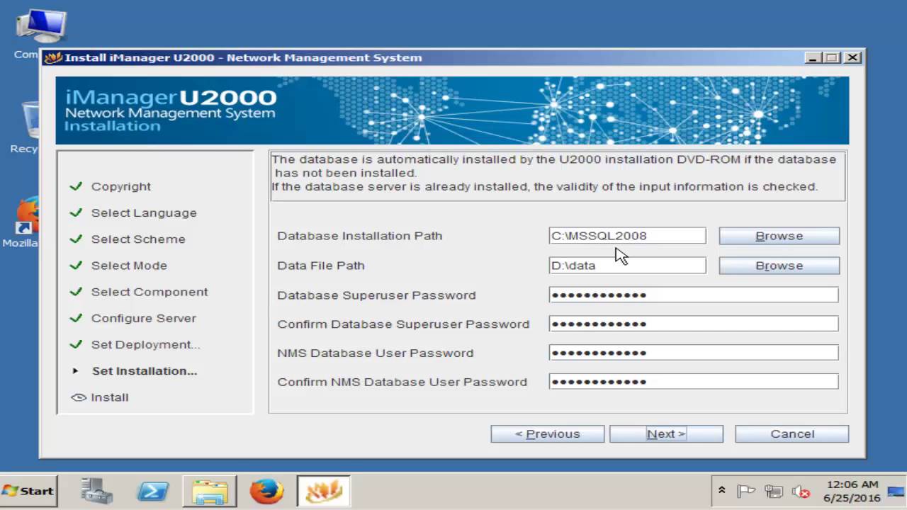 Huawei iManager U2000 R006 NMS Server setup in Windows 2008 Server