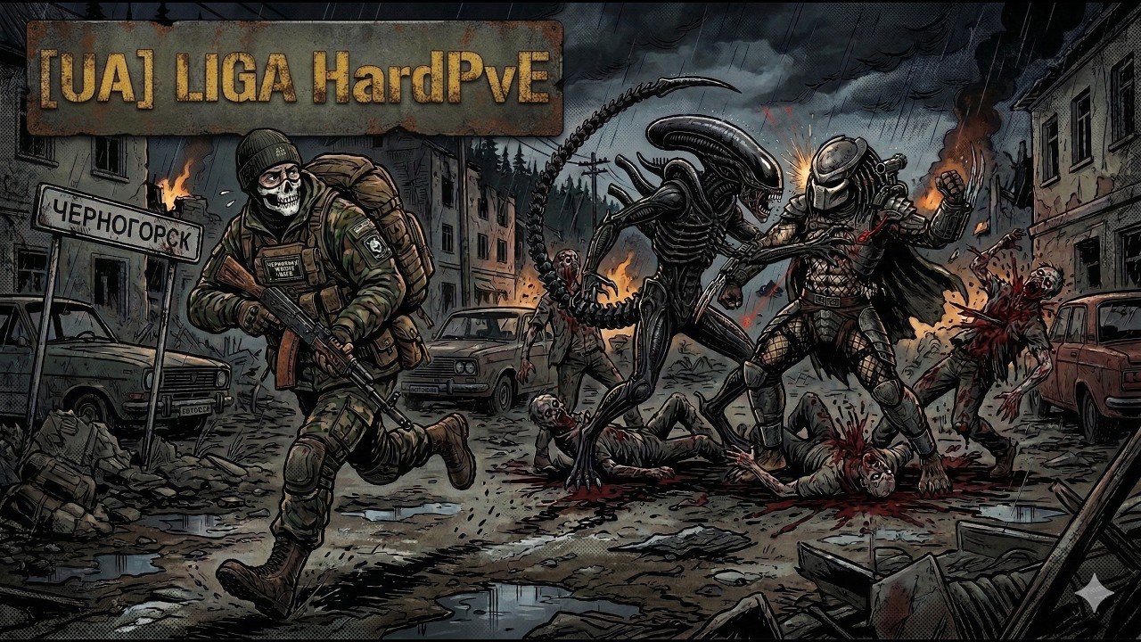 DayZ [UA] Liga HardPvE #1 Начинаем разбиратся как не погибнуть от Чужих и Хищников
