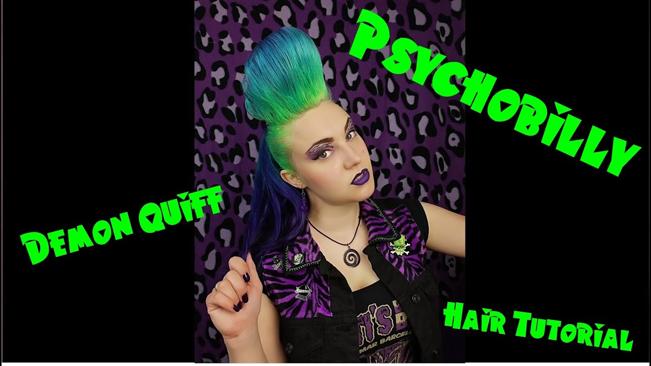 Psychobilly Flat Flattop Demon Quiff Hair Tutorial with long Hair
