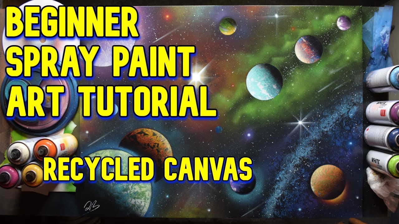 BEGINNERS Spray Paint Art Tutorial - Episode 20 (Recycled Canvas)