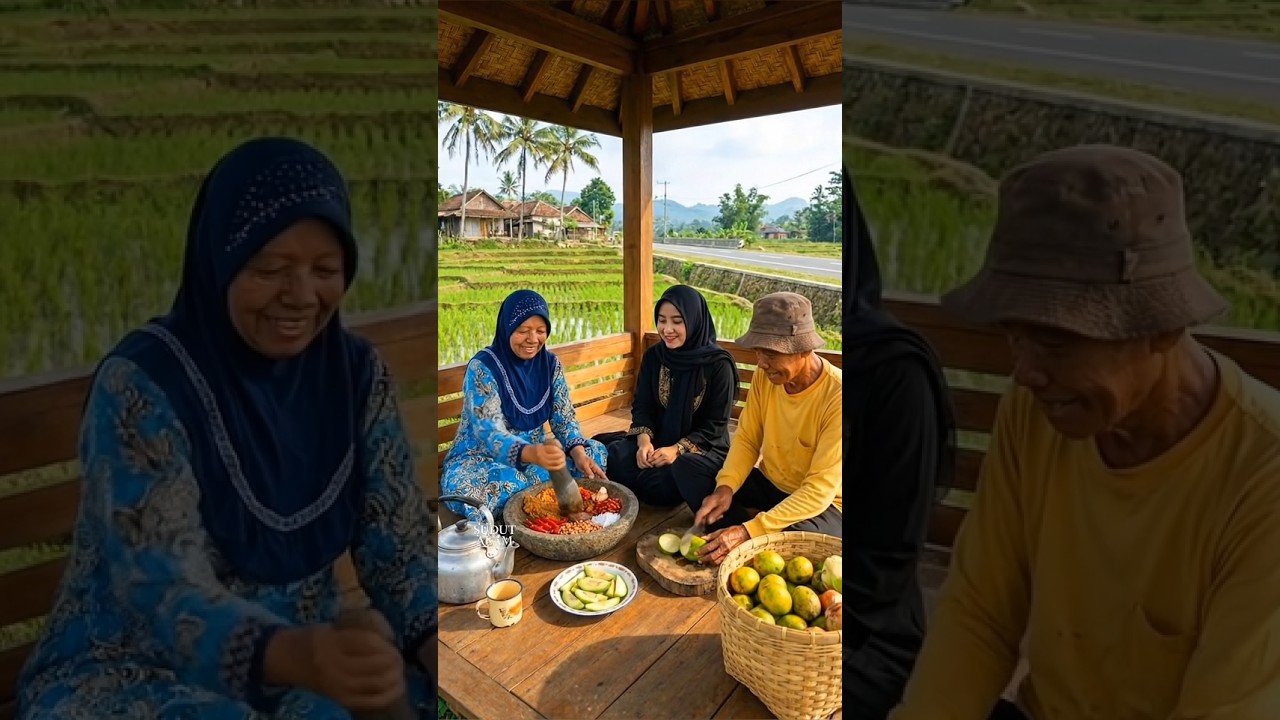 Menikmati rujak di kebun dengan pemandangan asri#Rujakkedondong#nature#sudutalam#fyp#shorts