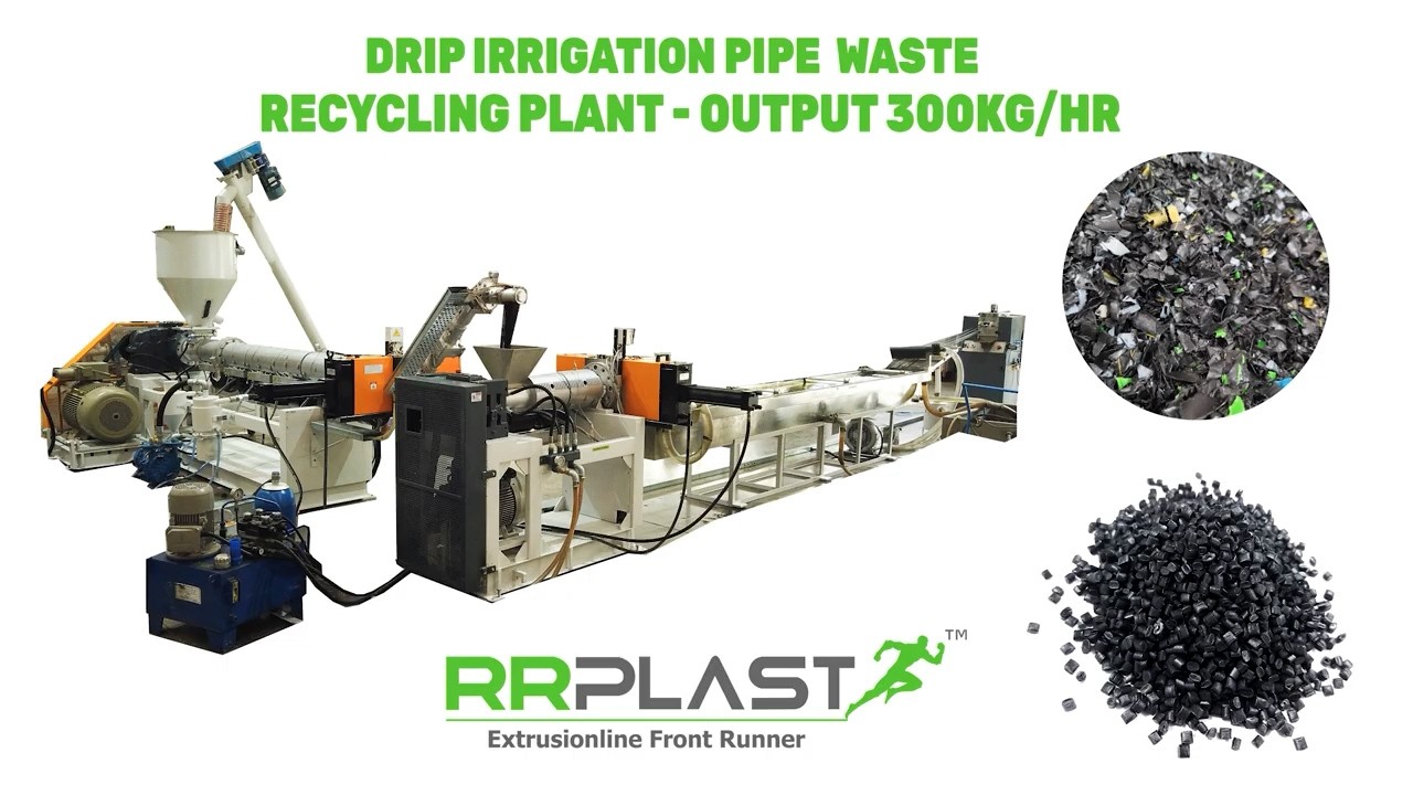 DRIP IRRIGATION PIPE WASTE RECYCLING PLANT - OUTPUT 300KG/HR #recyclingmachine #rrplast #machine