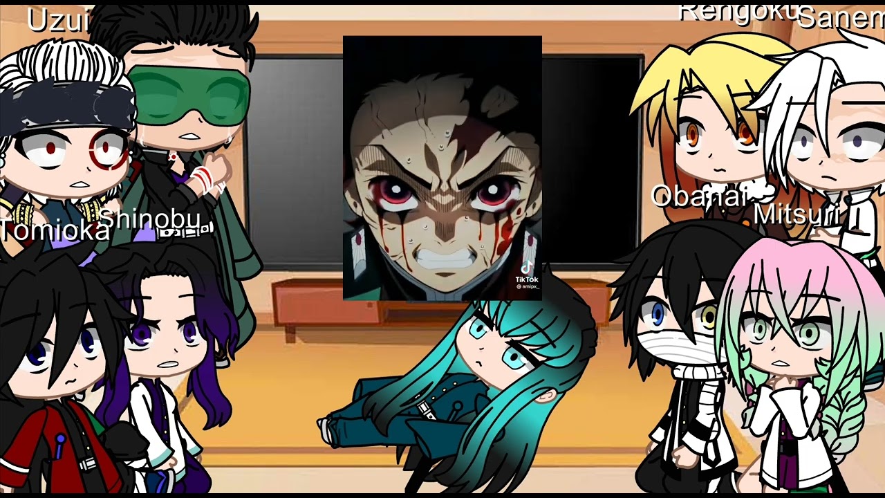 Os hashiras reagindo ao Tanjiro