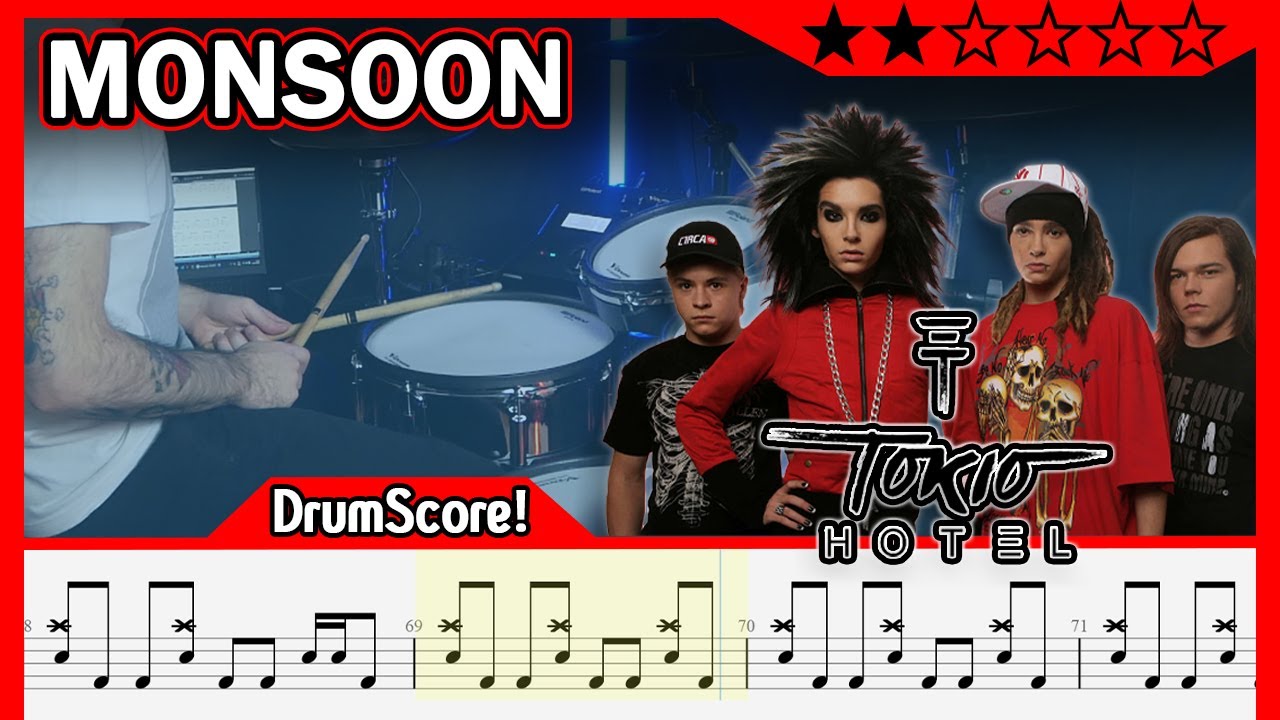 Monsoon - Tokio Hotel | Play-Along Drum Cover | SHEET MUSIC DRUM SCORE