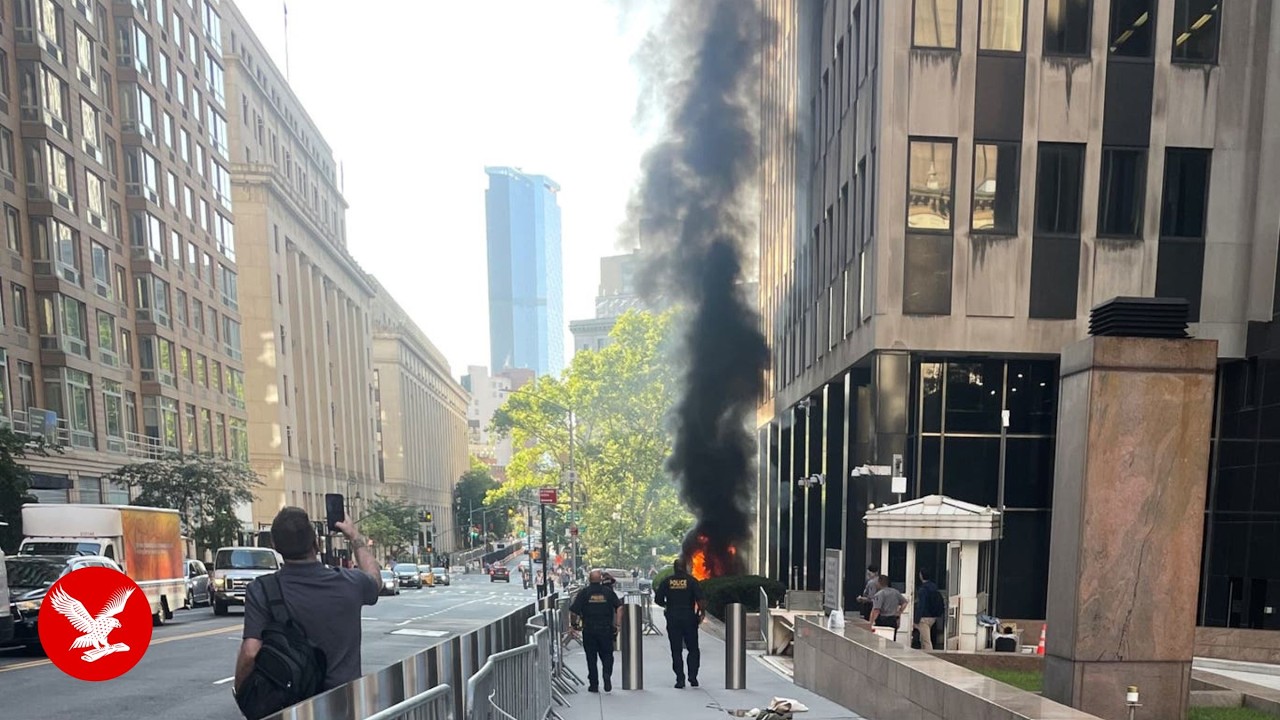 Fiery explosion seen outside New York immigration court as ex-US army soldier arrested