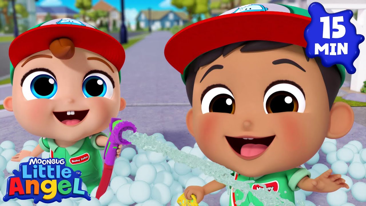 Welcome to My Colorful Carwash | Little Angel Color Songs & Nursery Rhymes | Learn Colors & Shapes