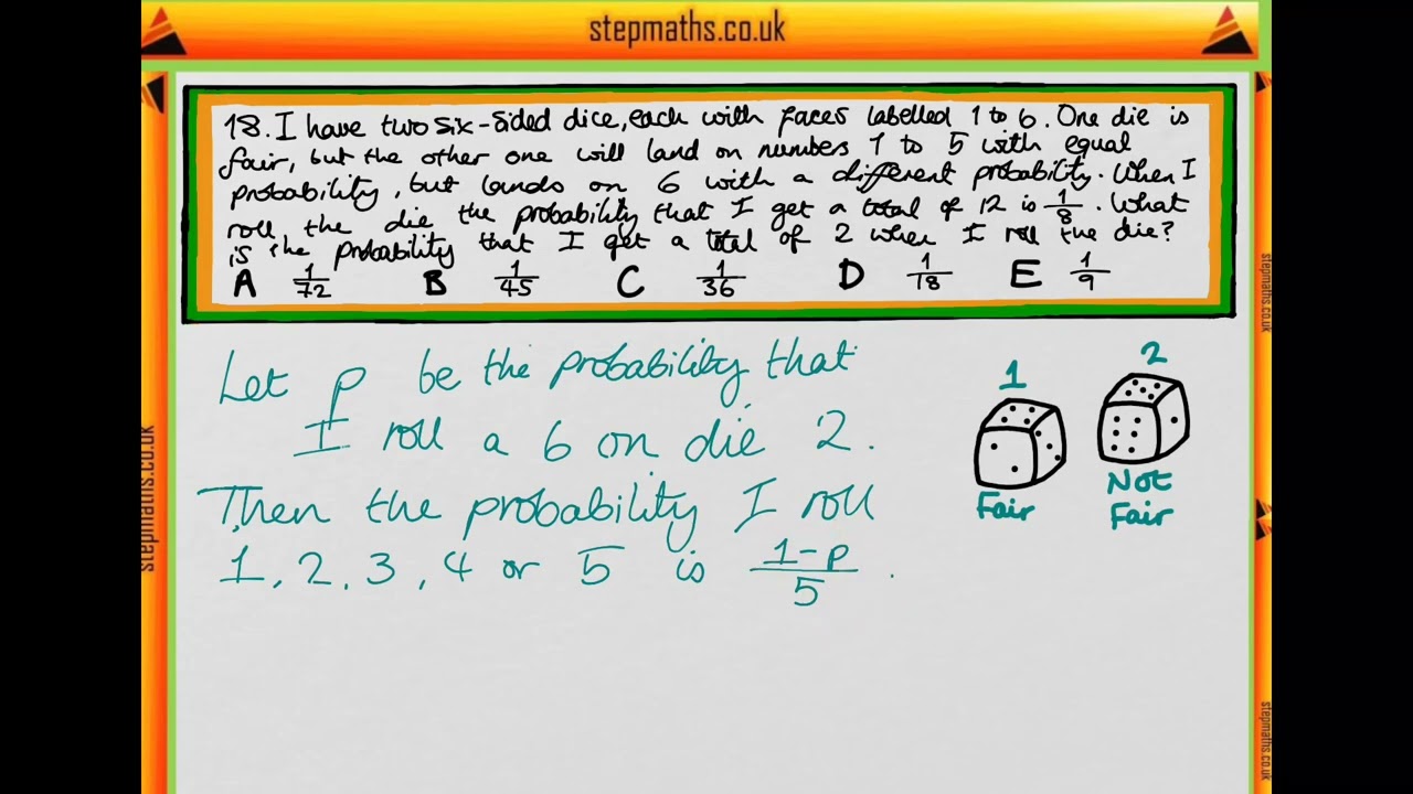 BMAT 2011 Section 2 - Q24 Maths - Probability with unfair dice - Worked Solution