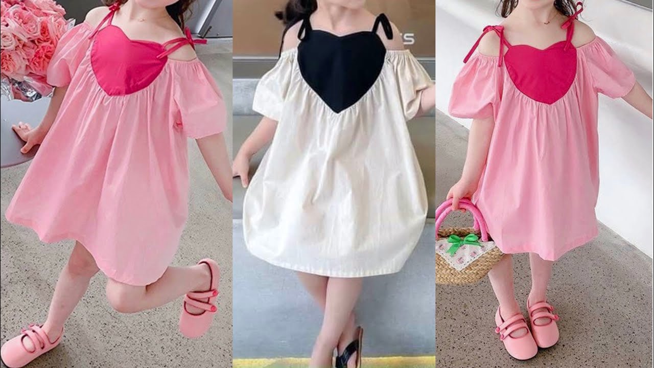 💗Heart Yoke Baby Frock Cutting & Stitching | Cold Shoulder Frock Design for Little Princess