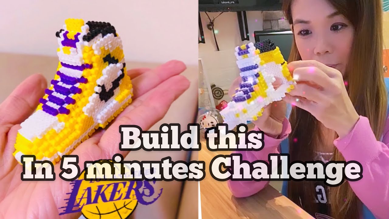 Air Jordan Lakers Build in 5 minutes Challenge | with Perler Beads |