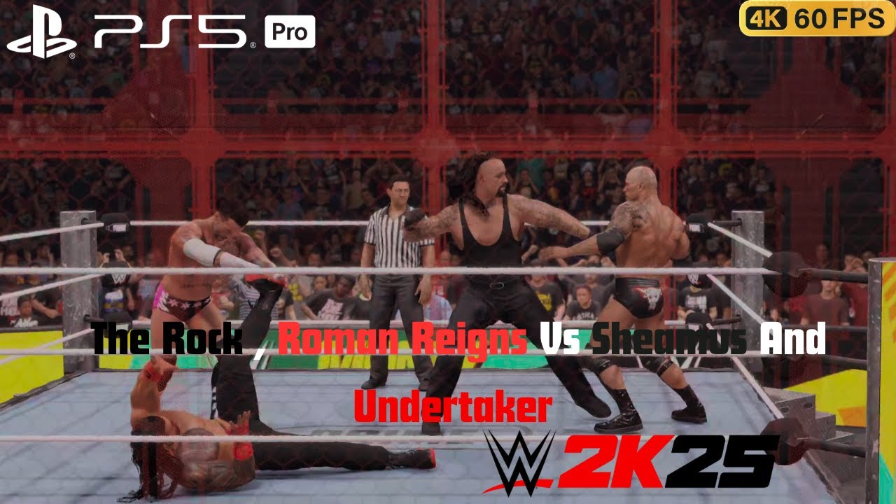 WWE 2K25 Gameplay | The Rock , Roman Reigns Vs Sheamus And Undertaker  | Hell In A Cell Match