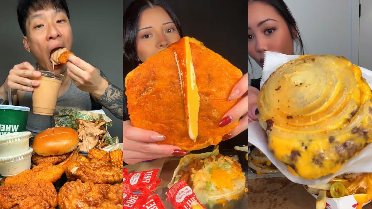 TIKTOK Mukbang Compilation | Wingstop, Taco Bell, In-N-Out, Chipotle, McDonald's & More!