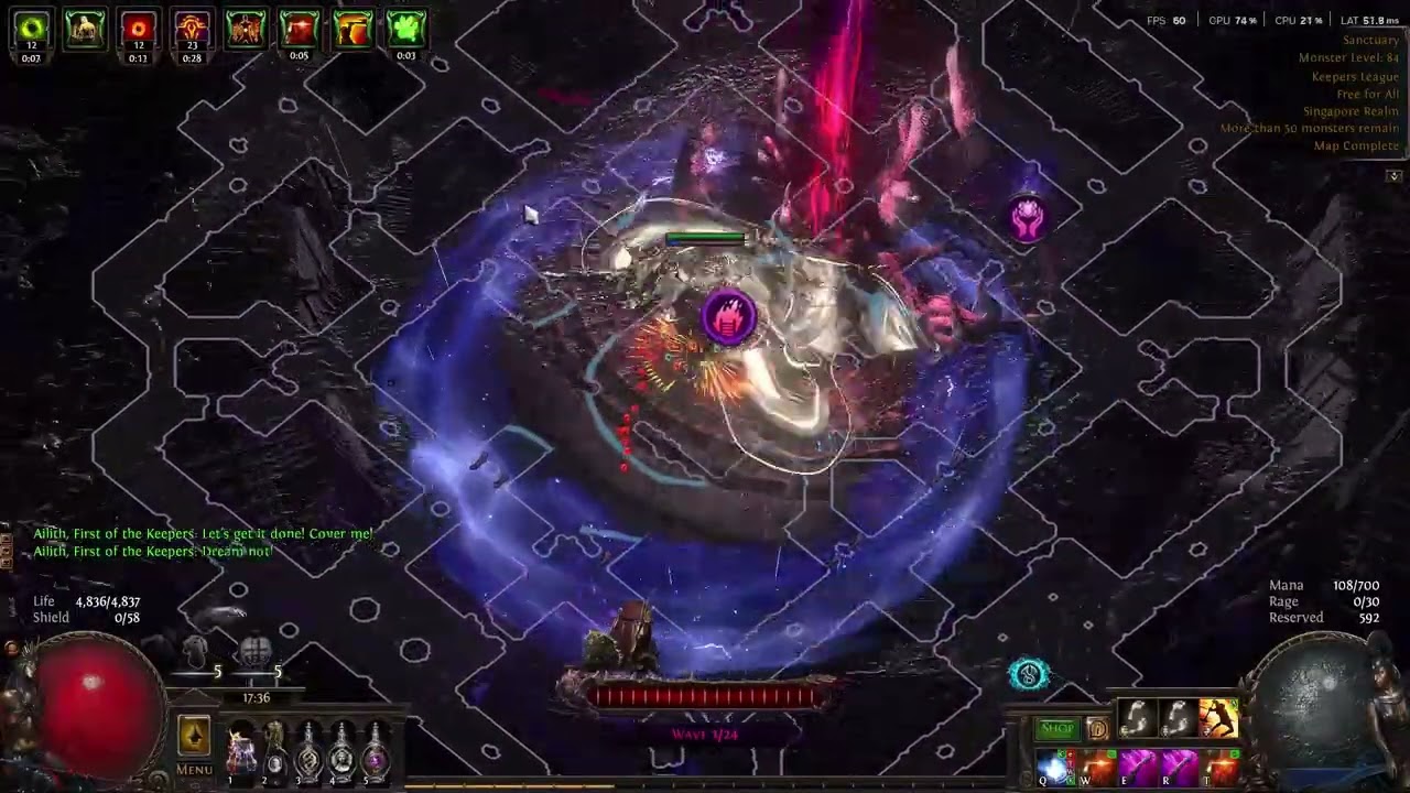 [POE 3.27] Slayer, Flicker Strike vs Tier 17 (2x Scarab Nemesis + Wisp)