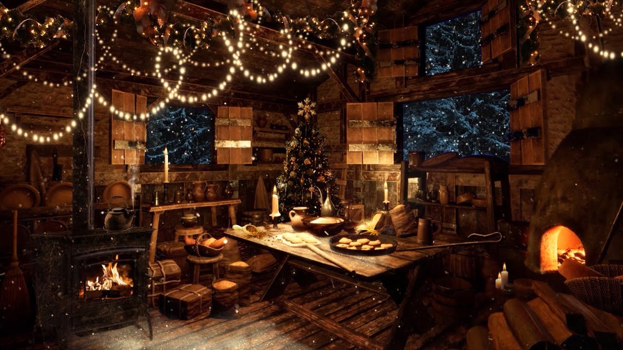 Baking Cookies in Granny's Old Cottage🥯⛄ l Cozy Baking sounds and Crackling fire sound