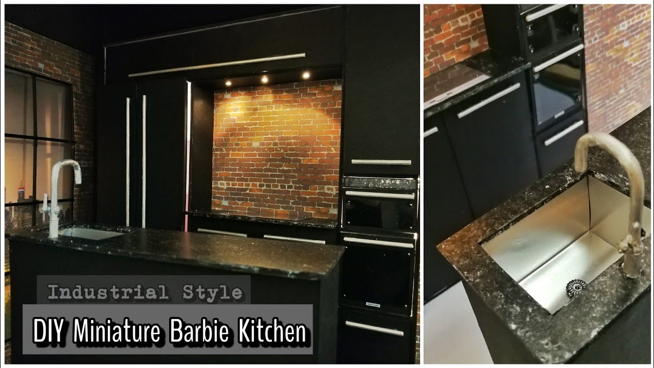 DIY Modern Barbie Kitchen | Miniature Kitchen | DIY Barbie Apartment Part 3