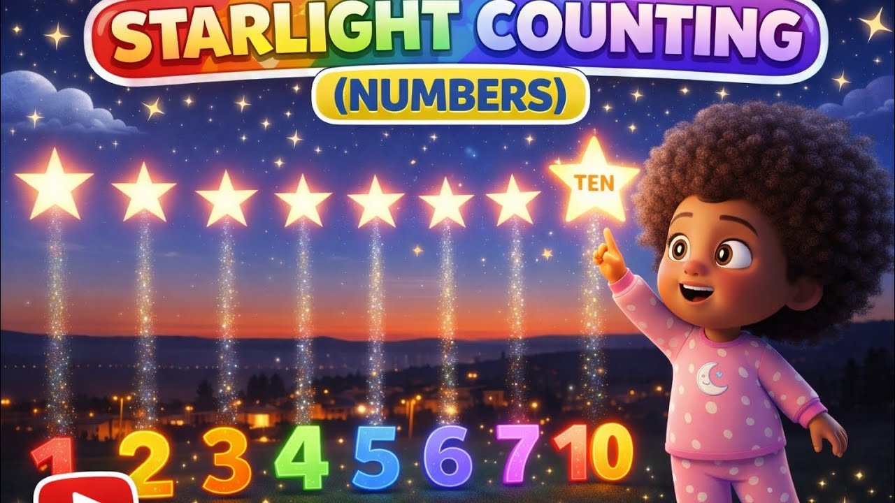 🌟 Starlight Counting – Bedtime Numbers Song for Kids | 3D Animation
