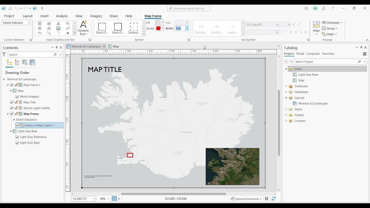 Карты-врезки и индикаторы экстента в ArcGIS Pro
