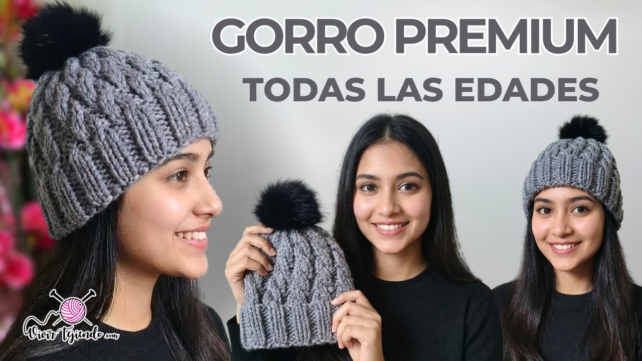 Gorro Wonder a Dos Agujas 💙 – Tejido Moderno para Todas las Edades