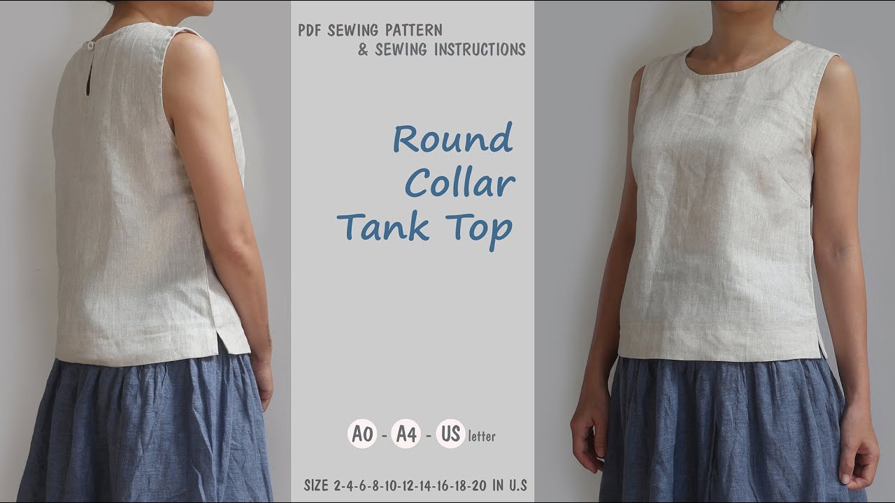 DIY - Round Collar Tank Top Tutorial - Nitasewing - Patterns